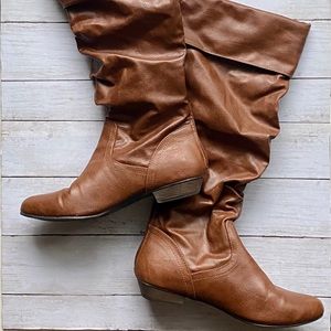 Fergalicious Slouch Knee-High Faux Leather Boots